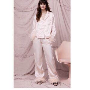 Nasty Gal Blush Satin Pajama Set